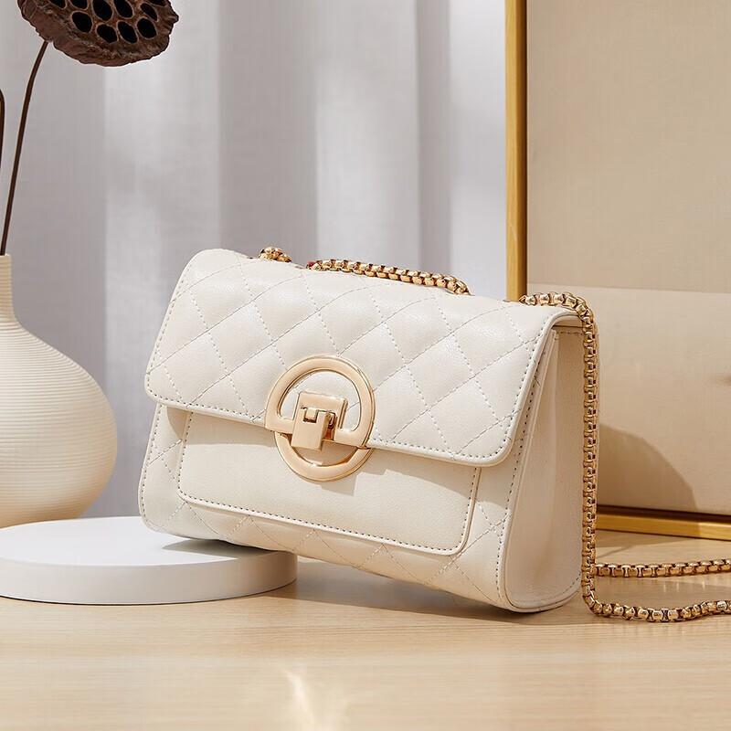 RED DRAGONFLY Women's Handbag, Cowhide Crossbody Bag, Shoulder Bag, Square Bag, White