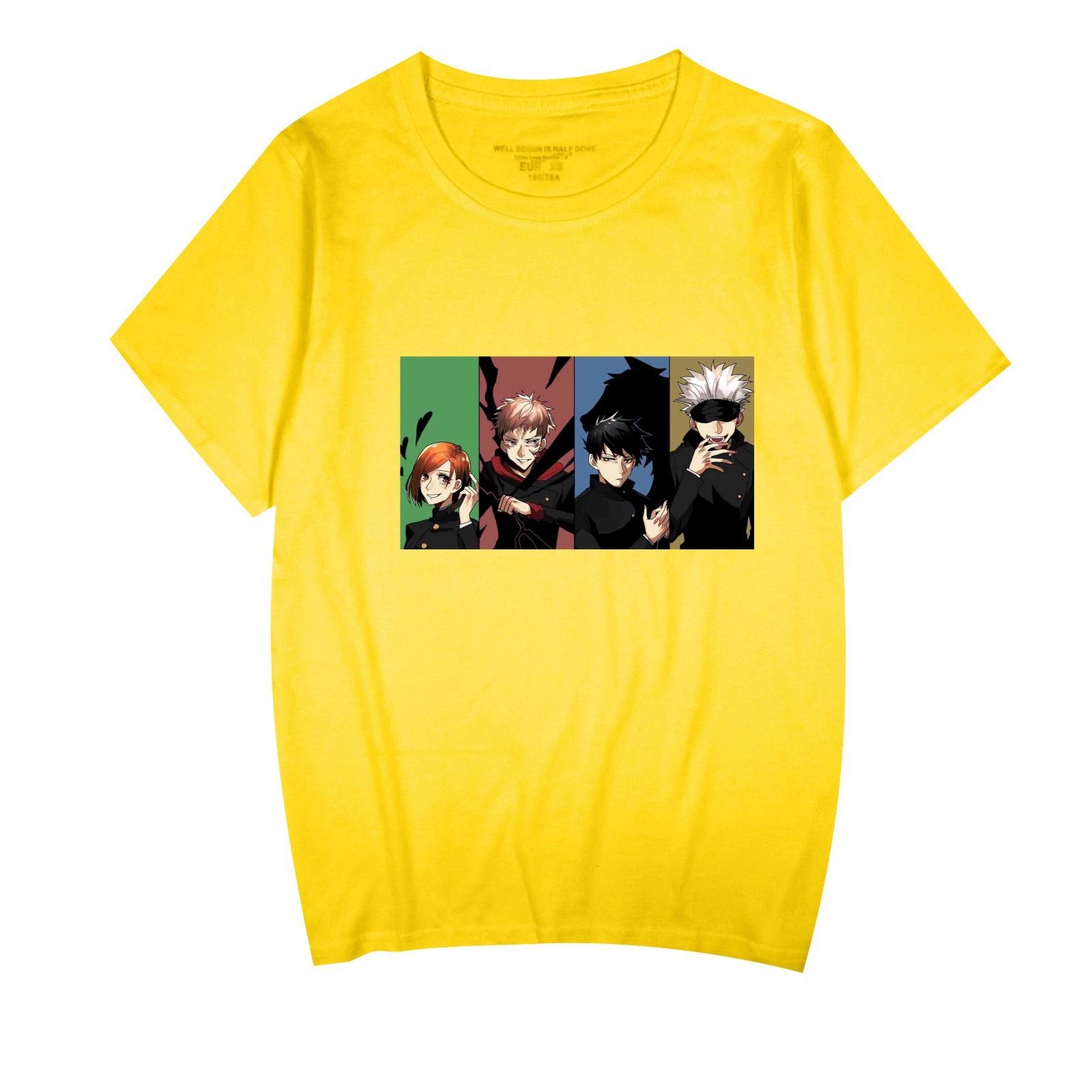 

Jujutsu Kaisen Anime T Shirt Men Women Crewneck Short Sleeve Tee Streetwear T-shirt New Cartoon Clothes Tops XXS жовтий