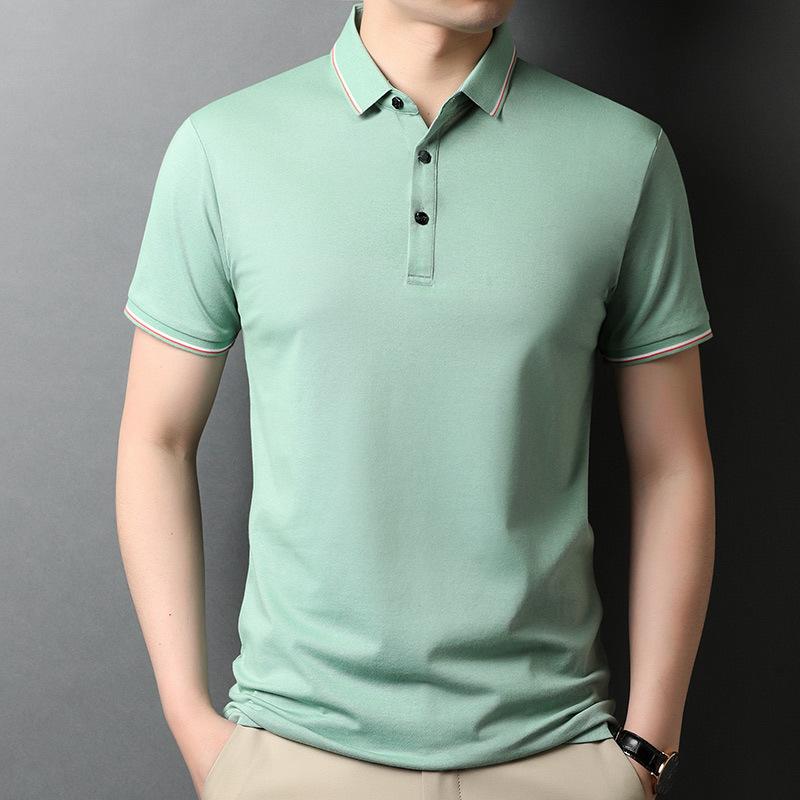 

Деловой кэжуал Папа среднего возраста Летняя футболка с коротким рукавом и рукавом до локтя Летняя тонкая свободная Мужская футболка Поло Мода XL