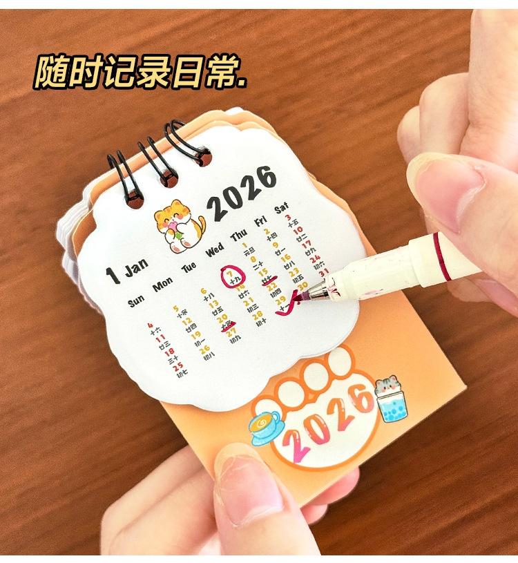 Charm Cat Mini Calendar 2026 2026 Desk Small Calendar Planner Student Girl Cute Meow Check In Calendar Schedule Office Stationer