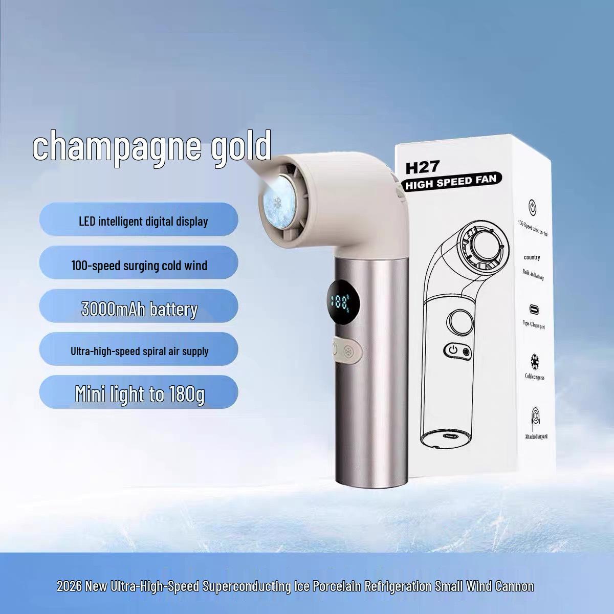 

2026 Portable Ice Pack Cooling Fan with Adjustable Speeds for Outdoor Travel 68*43*153mm
