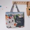 Canvas Ethnic Style Handbag Large Capacity Animal Shoulder Bag Cute Cat Cloth Bag  Storage Bag