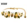 Handmade Accessory DIY Kit Crochet Bracelet Kit, Flower Craft Set with Beads, Yarn And Beads Floral Making for Beginners, Gift Beginners