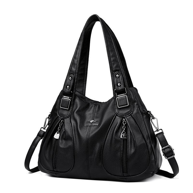 Soft leather pleated shoulder bag Crossbody tote women's bag