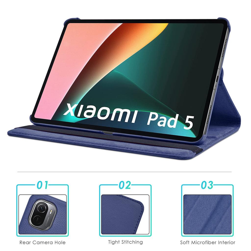 Case for Xiaomi Pad 5/Mi Pad 5 Pro 11" Tablet 2021 Leather Protective Case with Sleep/Wake Function and 360 Rotating Stand Case