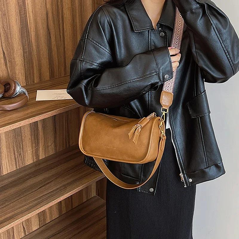 Leisure Large Capacity PU Zipper Concise Women's Crossbody Bag  New Fashion Shoulder Bags Versatile Commuting Tote Bag