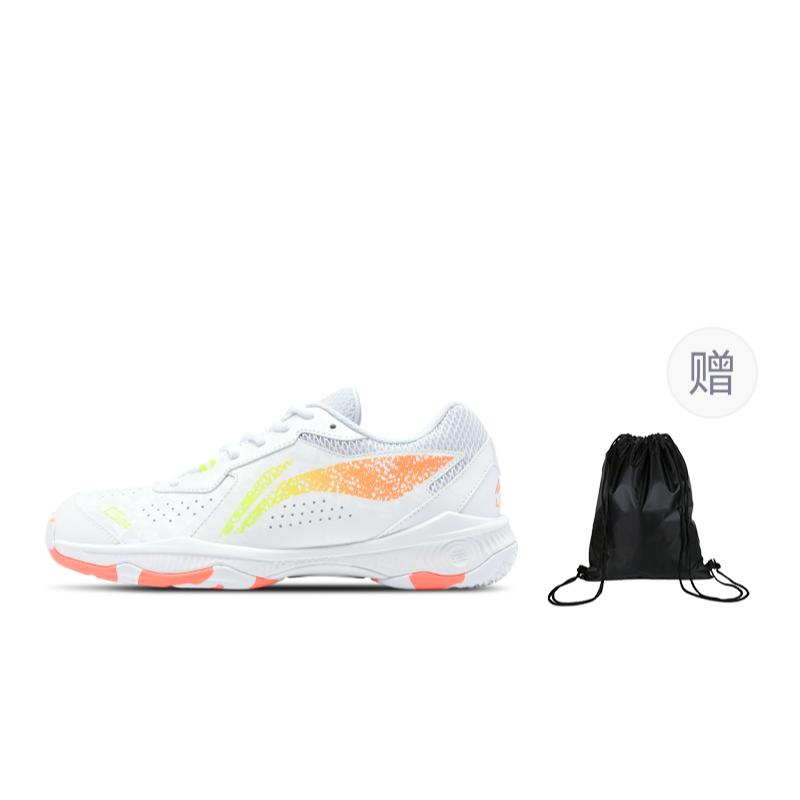 Li Ning Abrasion Resistant, Breathable, Lightweight Low top Badminton Shoes Unisex White Orange AYTS061-7