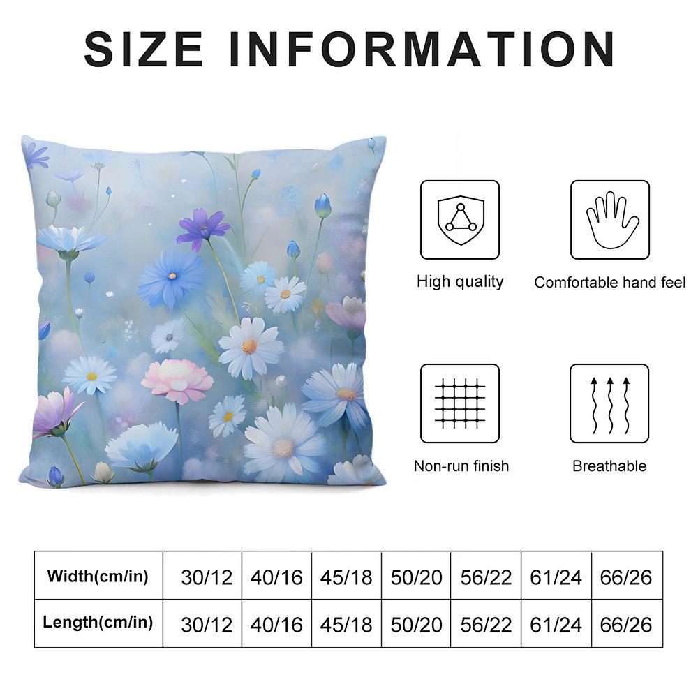 Little Flowers Ins Cushion Cover Pillowcase Ultra Soft Skin Friendly Fabric Cloud Like Comfort & Concealed Zipper