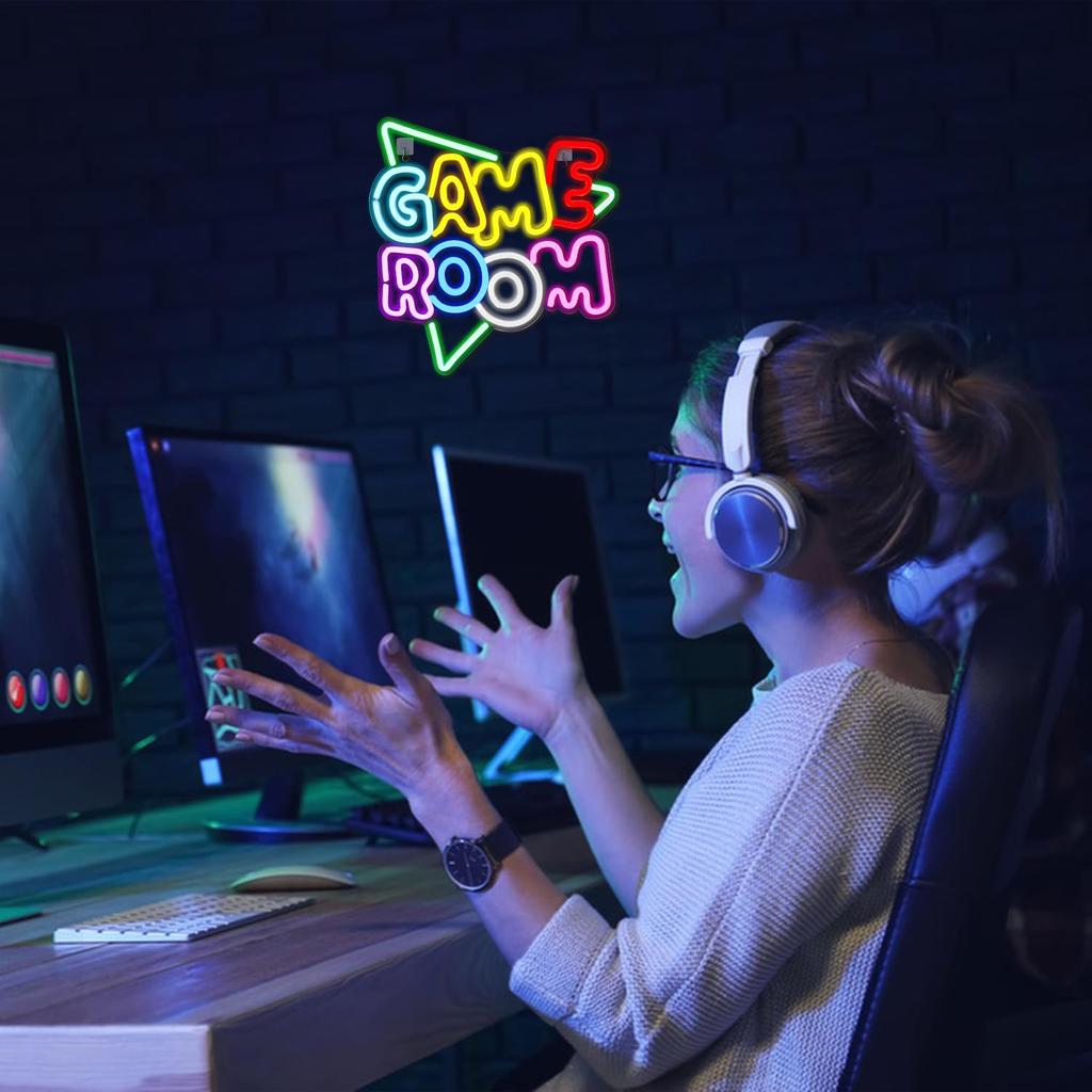 Game Room Neon Signs For Wall Decor USB Powered Colorful Neon LED Lights For Gaming Zone Party Bedroom Light Up Sign Gamer Gifts