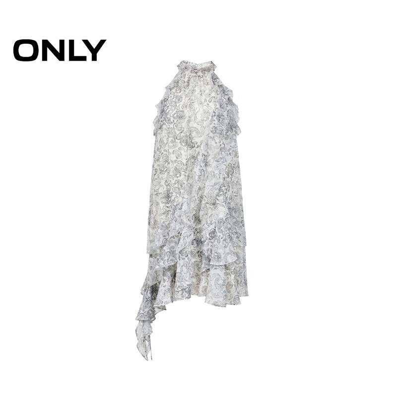 ONLY Women's 2025 Spring Floral Halter Round Neck Ruffle Mini Dress