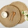 Set of 4 Round Jute Table Placemats - Vintage Mats for Parties Dining Table Coasters - Decorative Placemats  Jute