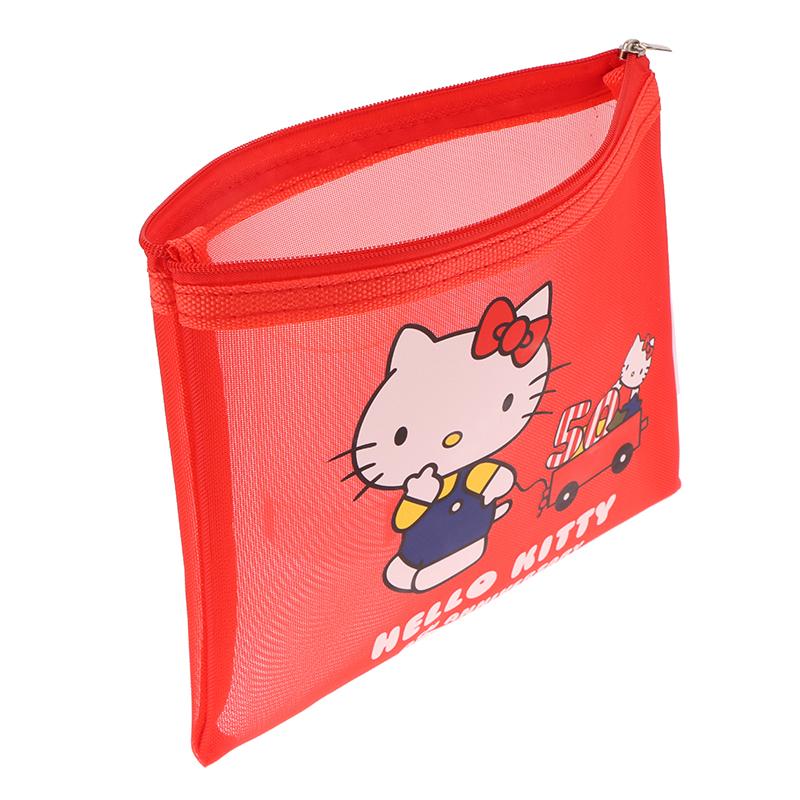 Hello Kitty Transparent Mesh Cosmetic Bag Sanrio Kt Cat Makeup Bag Travel Clutch Bag Sundry Storage Bag