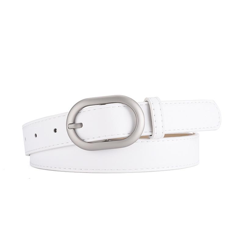 Women's Simple Leather Belt - Versatile Casual Jeans Waist Belt with Metal Buckle