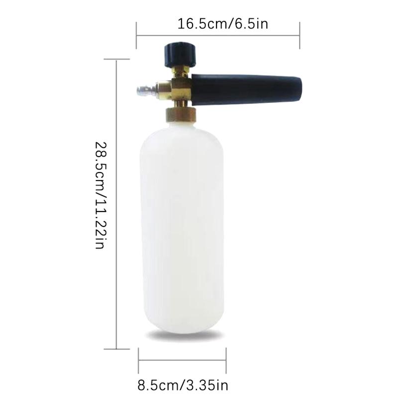 High Pressure Washer Nozzle Snow Foam Lance 1/4" Quick Connect Soap Foamer Cannon Generator Car Wash Cleaning Bottle 1L 3000Psi