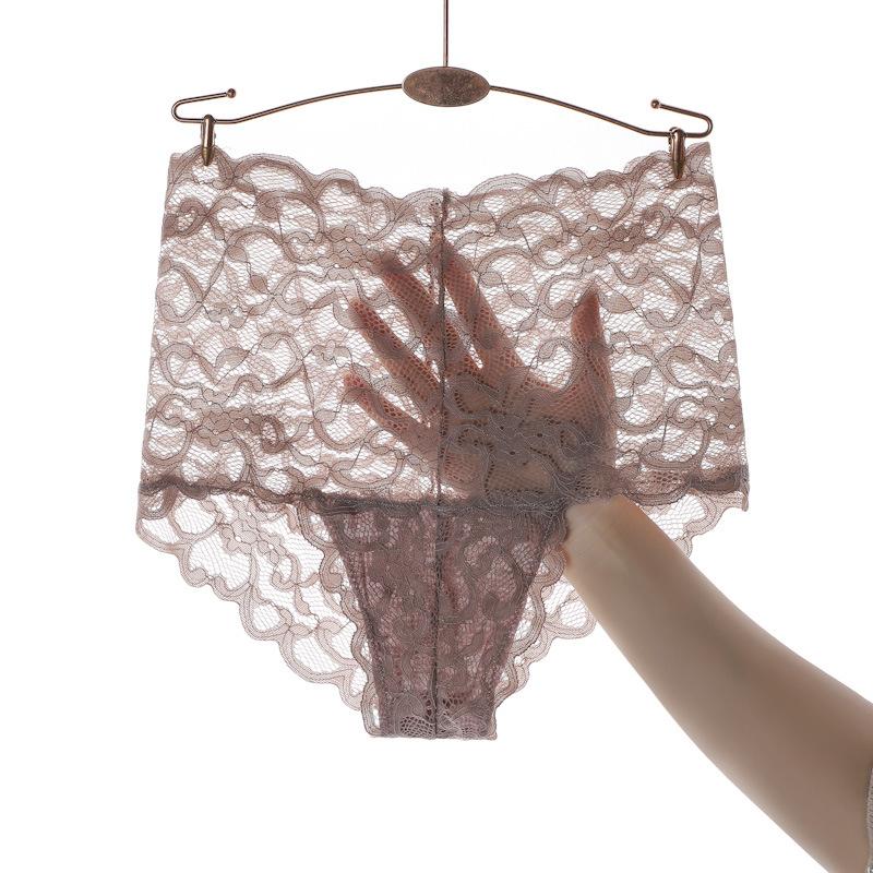 Women's Sexy Lace Panties High Waist Transparent Underwear Briefs for Women Breathable Girls Underwear Female Underpants Solid Color Lingerie