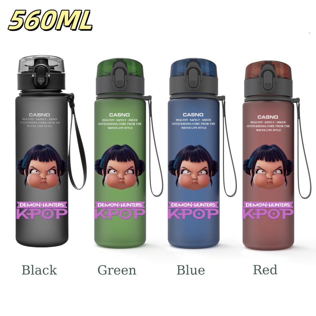 560ML KPop Demon Hunters Plastic Cartoon Pattern Water Cup Tall Superior Quality Children Outdoor Sports Drinking Water Bottle Birth Date Present