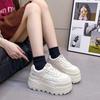 Plateauschuhe mit Höhenerhöhung Lederoberfläche Damen Frühling neu vielseitige Muffin-Schuhe lässige und bequeme Board-Schuhe