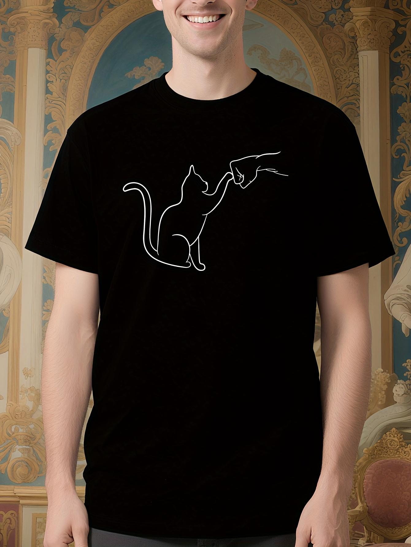 Minimalist Black and White Cat Graphic Tshirt - Soft Ever... XL