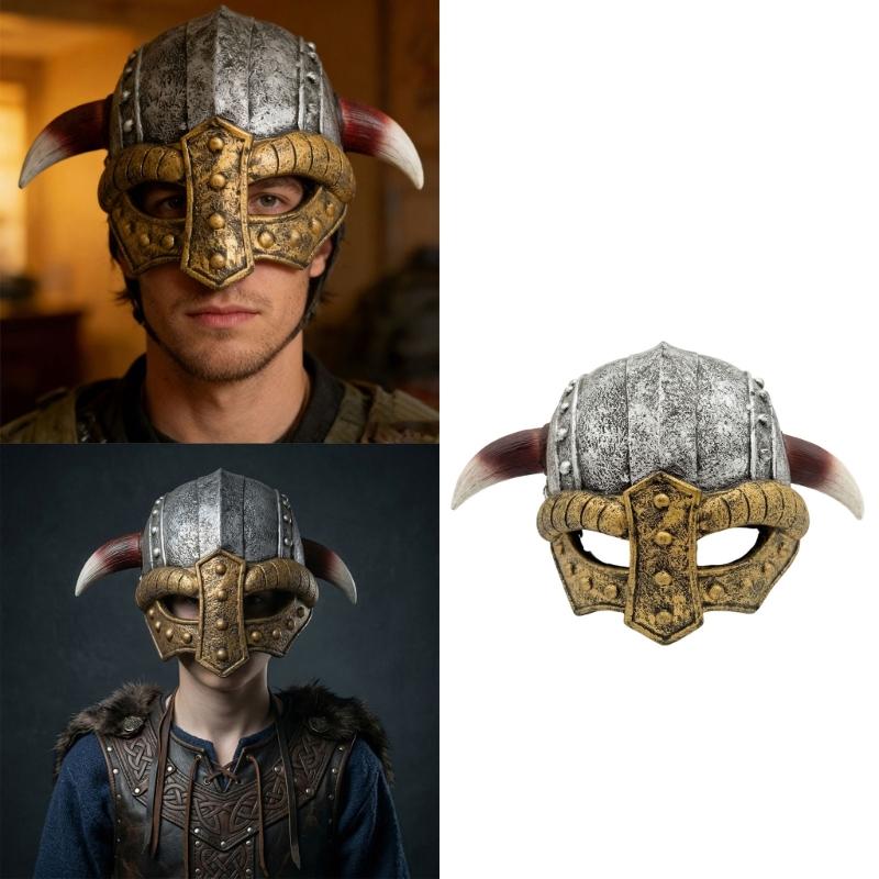 Middeleeuwse Vikinghelmen met Hoorns Norsen Barbaren Krijgershoed voor Vechtspel Halloween Cosplay Themafeest