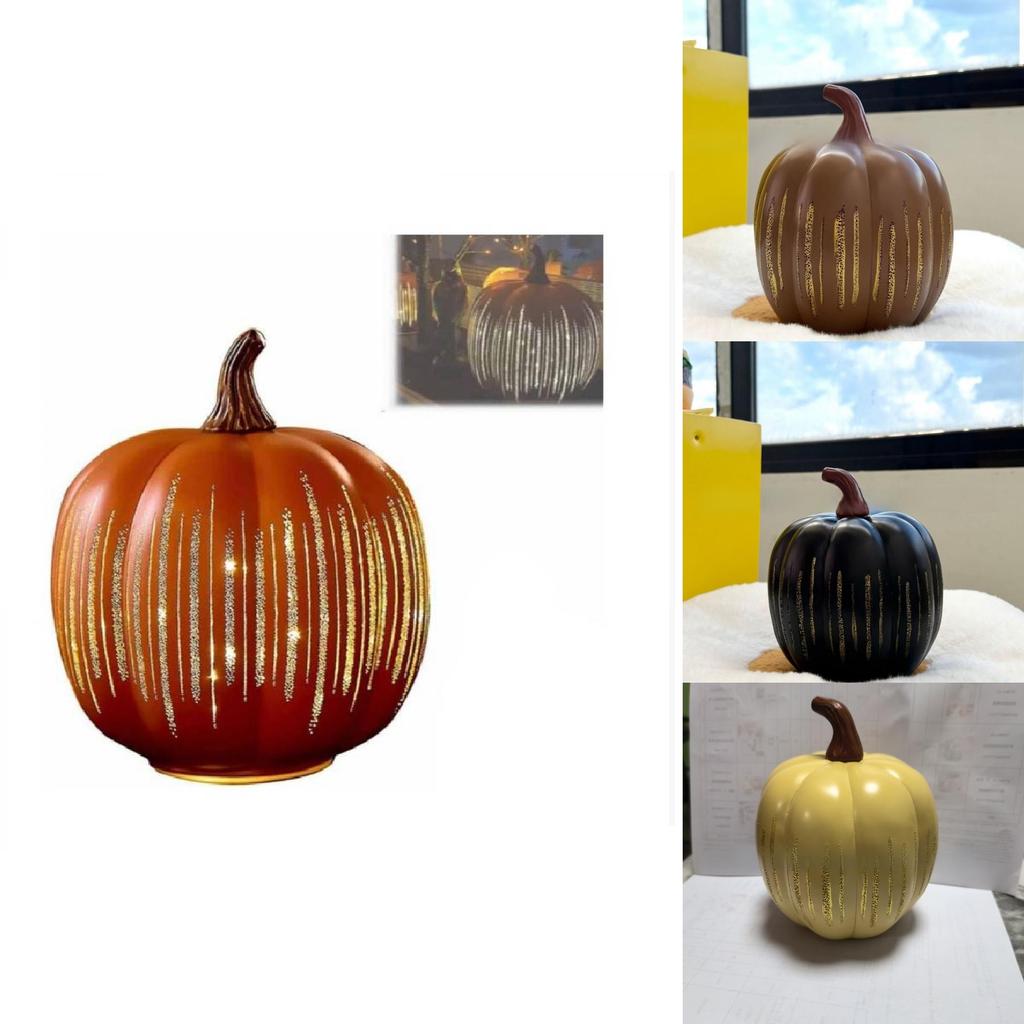 Halloween Led Light Starry Night Pumpkin Resin Decor With Creative Design For Party And Home Atmosphere