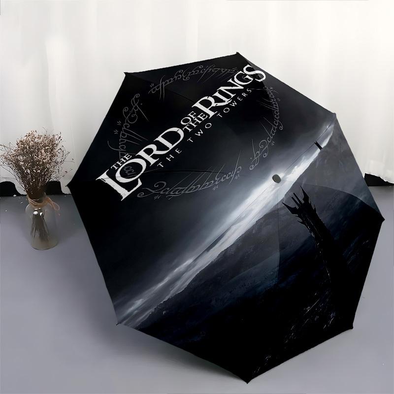 1pc The Lord of the Rings: The Two Towers Automatic Folding Umbrella - Compact 8-Rib Design, Durable Plastic & Iron1059L