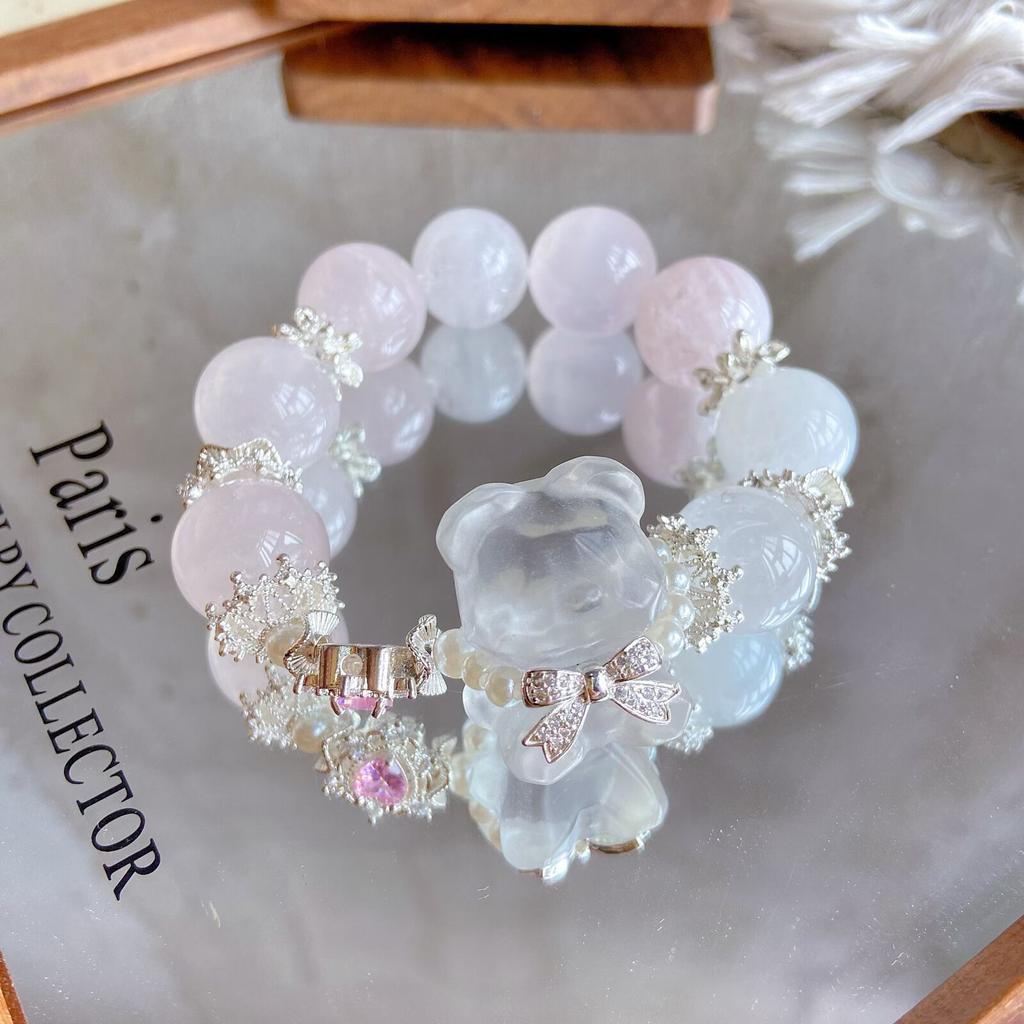 Natural Pink Crystal White Ghost 17mm Big Mi Mixed Crystal Bracelet Designer Style DIY Beads Bracelet