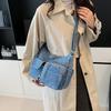 Multi-Pocke Crossbody Bag Denim Commuter Tote Bag Women Large Capacity Messenger Bag