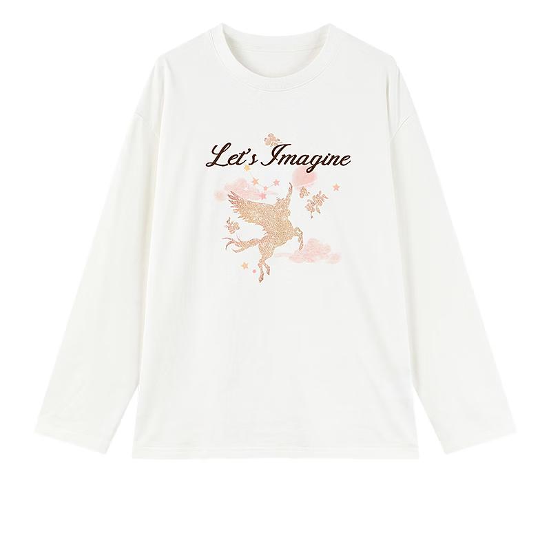 Qiushui Yiren Women s Printed Round Neck T-Shirt M