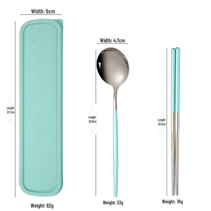 Stainless Steel Portable Tableware Set: Chopsticks, Spoon, Fork - Customizable Student/Outdoor Gift with Logo.