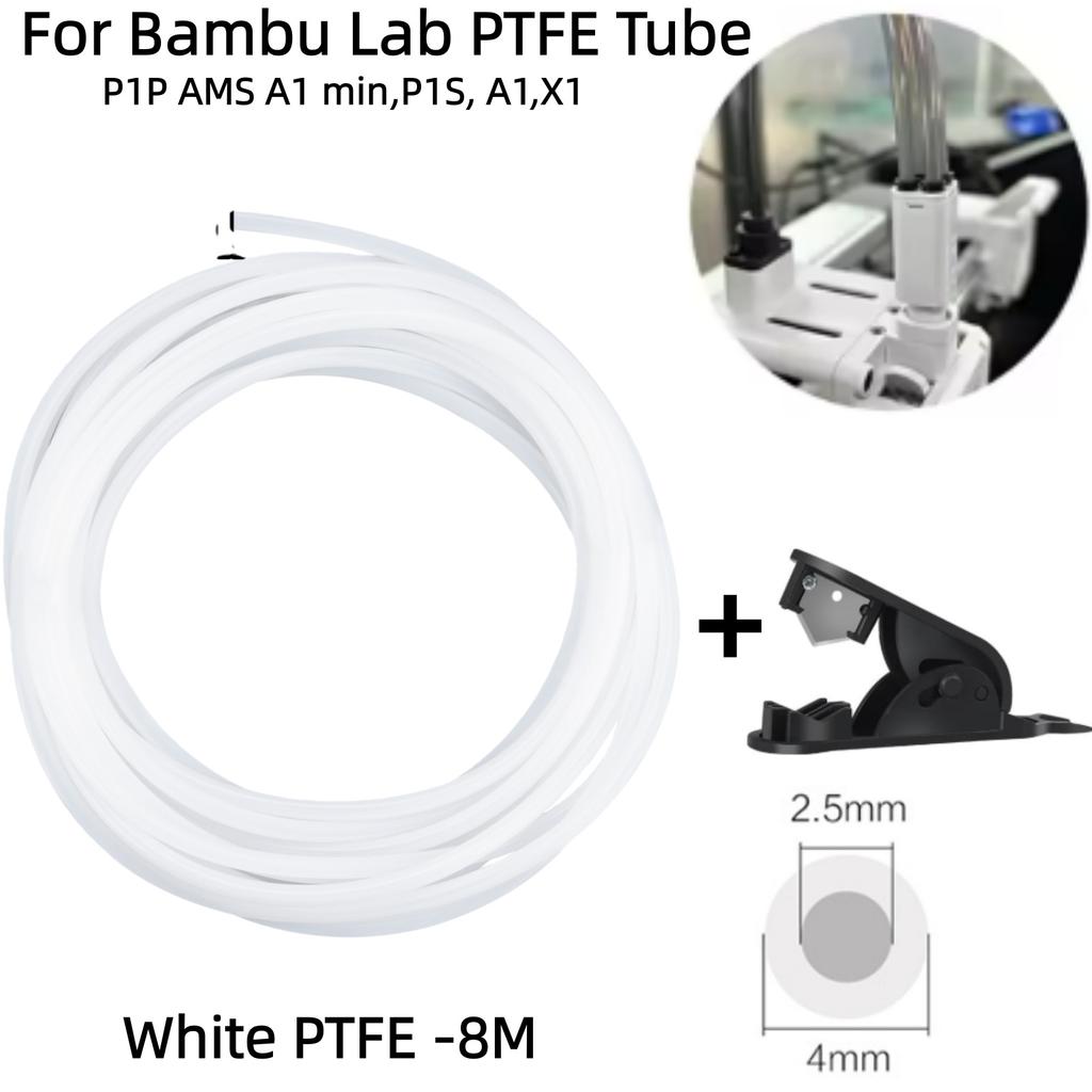 For Bambu Lab PTFE Tube for 1.75mm Filament with Cutter for Extruder, 2.5mm ID X 4mm OD Length Tube for Bambu Lab A1/P1P/P1S/X1C