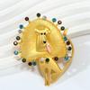 Irregular Lion Rhinestone Brooch Vintage Glaze Badge Pin Fashion Jewelry Suit Accessories Male