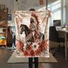 Native Americans and Animals  Print Flannel Blanket, High Quality Comfortable for All Seasons, Home Decor, Warmth and Comfort
