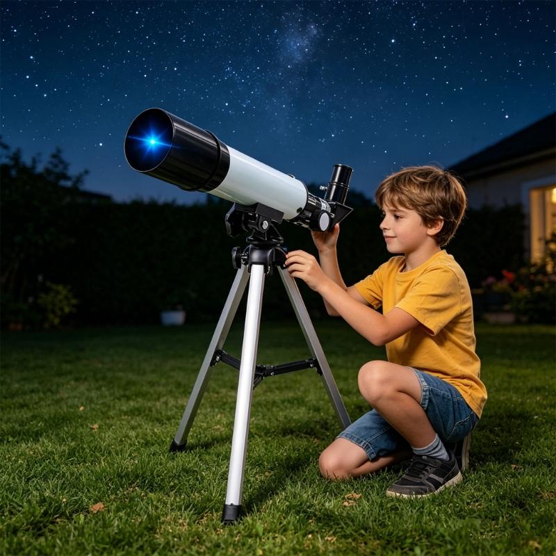 Aluminum Childrens With 50mm Apertures And 360mm Focusing Length Great For Backyard Camping And School Project серебряный