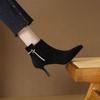Autumn and winter high heels pointed sexy new rhinestone short tube exquisite temperament commuter short boots fine heel elegant
