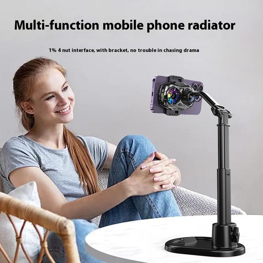 K19 Mobile Phone Cooler Fan Radiator with Digital Display/Dual Fans/RGB Lighting/Adjustable Speed