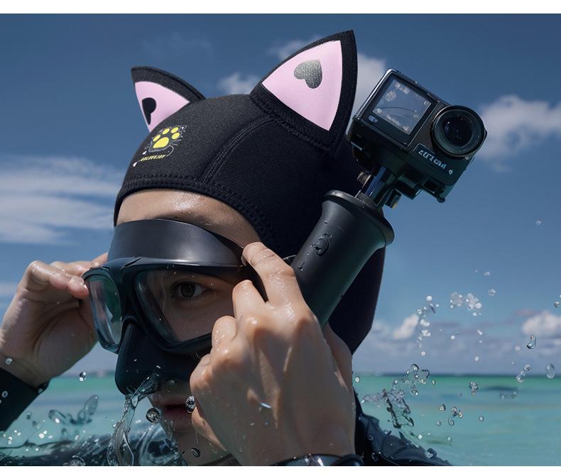 Women's Sun Protection Swim Cap: Adjustable Elastic Fit for Outdoor Surfing, Drifting, and Seaside Activities.