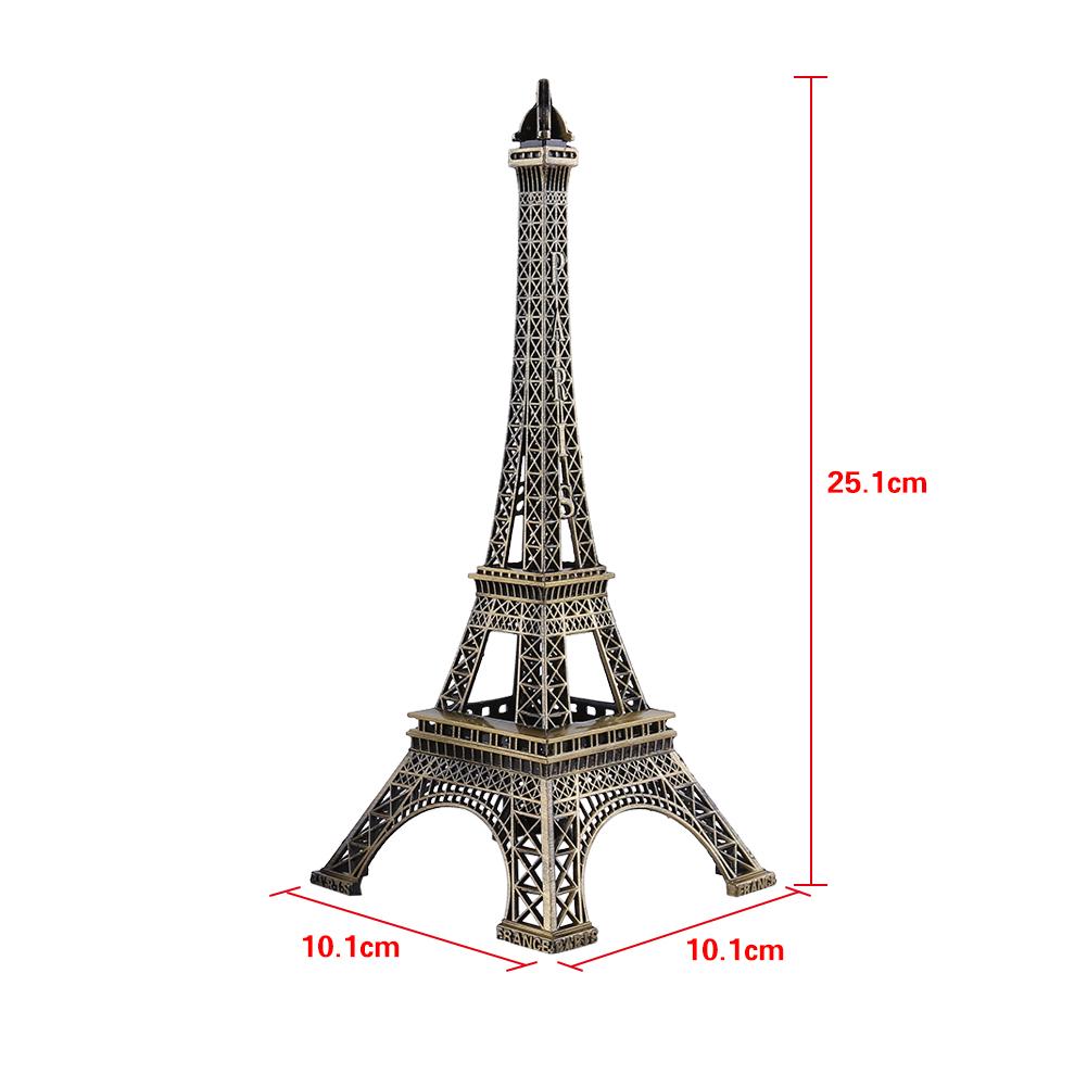 Bronze Tone Paris Eiffel Tower Figurine Statue Vintage Alloy Model Decor 25CM