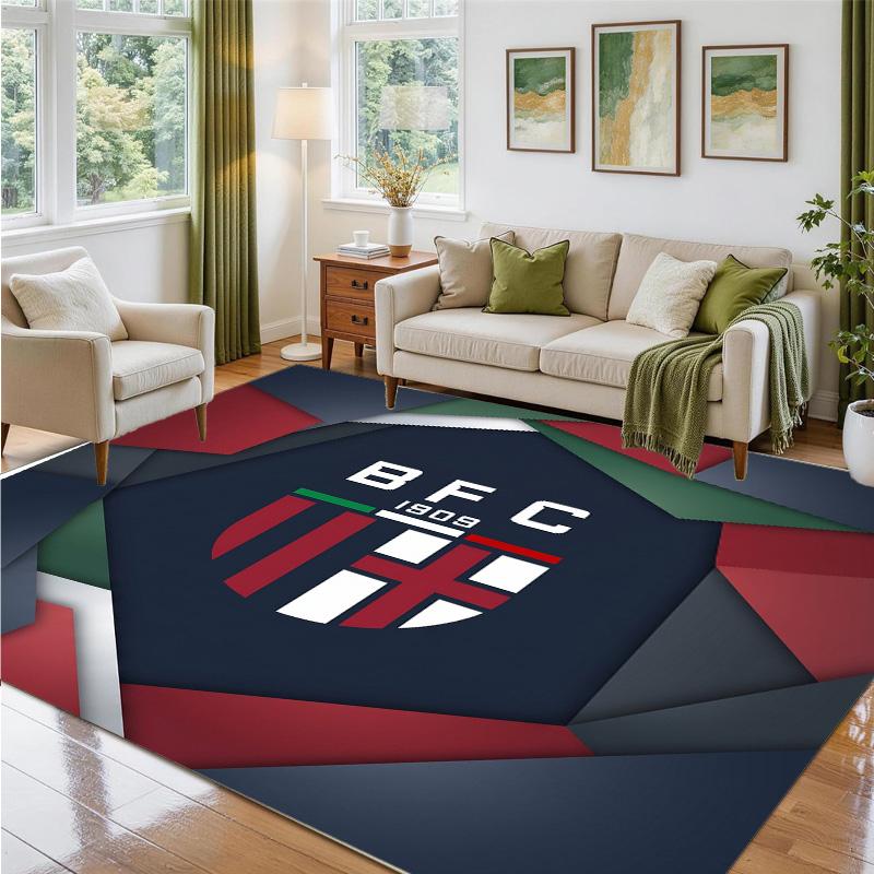 Bologna FC Design Crystal Velvet Rug Soft Decorative Mat for Bedroom Entrance