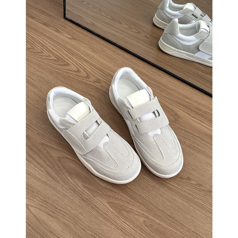 Sheepskin version of genuine leather retro round head muffin thick sole Velcro German training shoes women's casual sports shoes versatile little