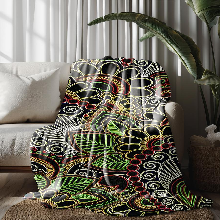 Colorful Ethnic Pattern Microfiber Flannel Cover Blanket Bedroom Living Room Sofa Soft And Comfortable Home Decoration