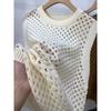 Retro Women's Round Neck Hollowed Out Knitted Vest Spring and Autumn New Loose Knitted Vest