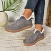 Velvet Warm Flat Soled Round Toe Cotton Shoes Snow Boots For Women Wide Width Slip On Women'S Fashionable Zippered Low Boot
