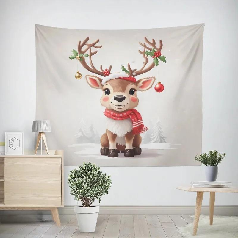 Weihnachten Neujahr Schlitten Elch Wandteppich Wohnzimmer Sofa Heimdeko Weihnachtsgeschenk