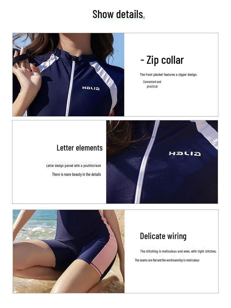 Schnelltrocknender konservativer Herren-Einteiler-Badeanzug mit Sonnenschutz