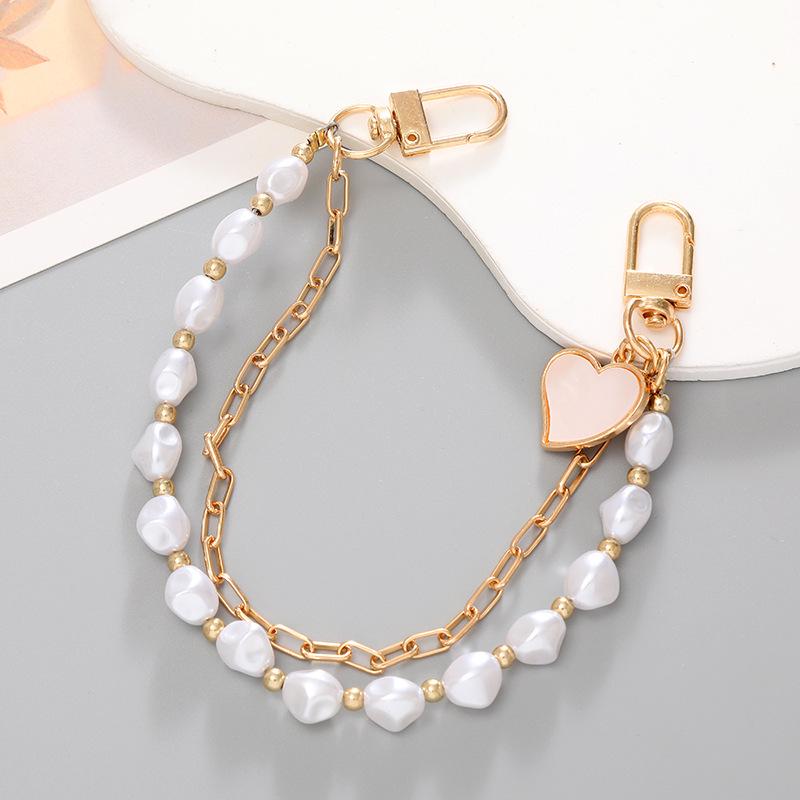 Capa de celular com corrente de pérolas faça você mesmo para mulheres da moda com pingente de cristal antiqueda