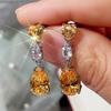 925 Sterling Silver Flower Cubic Zirconia Bridal Earrings for Women Trendy Crystal Bling Drop Earring Wedding Party JewelryGood product