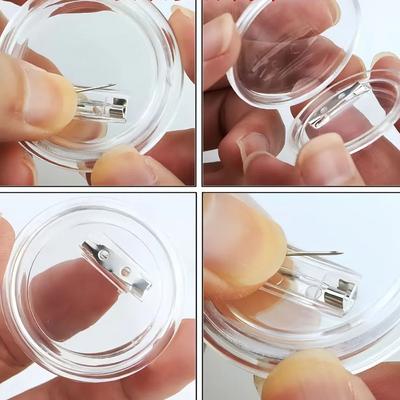 50 Stück handgefertigte transparente runde Anstecknadeln aus Acryl, klares Set, Bastel-Malerei, Anstecker, Broschennadeln, kreative DIY-Herstellungsteile