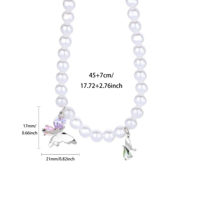

Fashion color zircon butterfly necklace accessories women s sweet cool style collarbone chain niche style high-end pendant