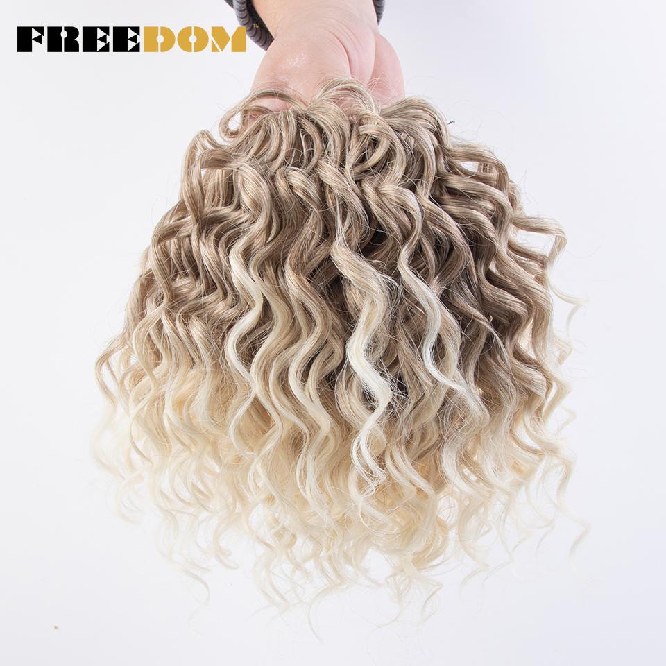 FREEDOM Deep Wavy Twist Crochet Hair Synthetic Jessica Curly Hair Crochet Braids Ombre Brown 10 Inches Braiding Hair Extensions