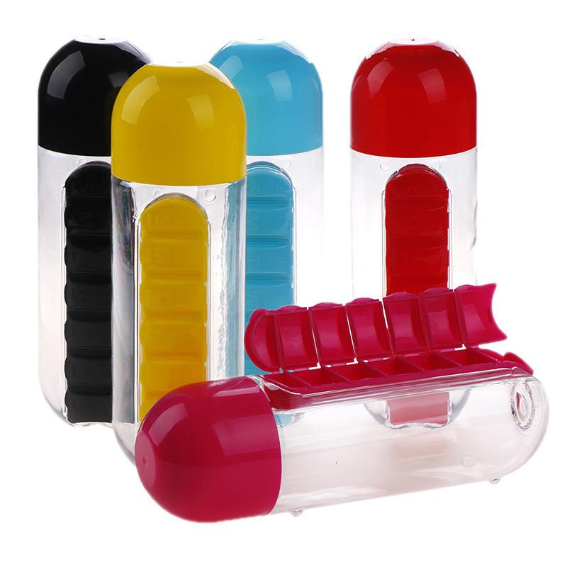 600ml Box Medicine Water Cup Multifunctional Outdoor Travel Mug Material Pc